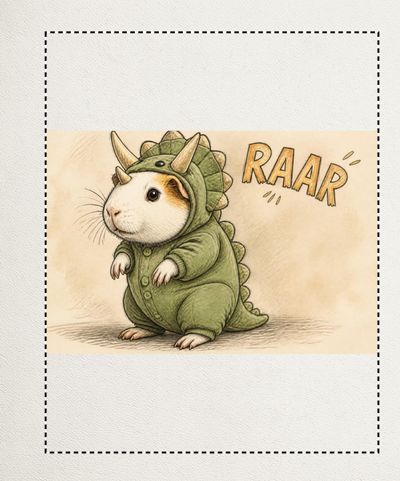 A guinea pig dressed in a Dino suit