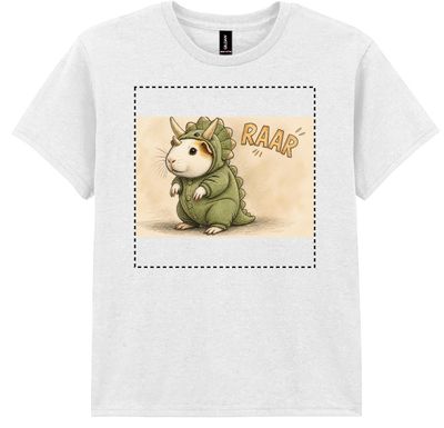 A cute dinosaur wearing a onesie
